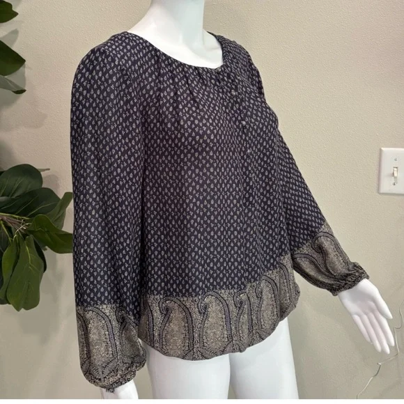 Lucky Brand Sheer Crinkled Print Peasant Tunic Top Bundle Size M Long Sleeve Y2K - Picture 9 of 16